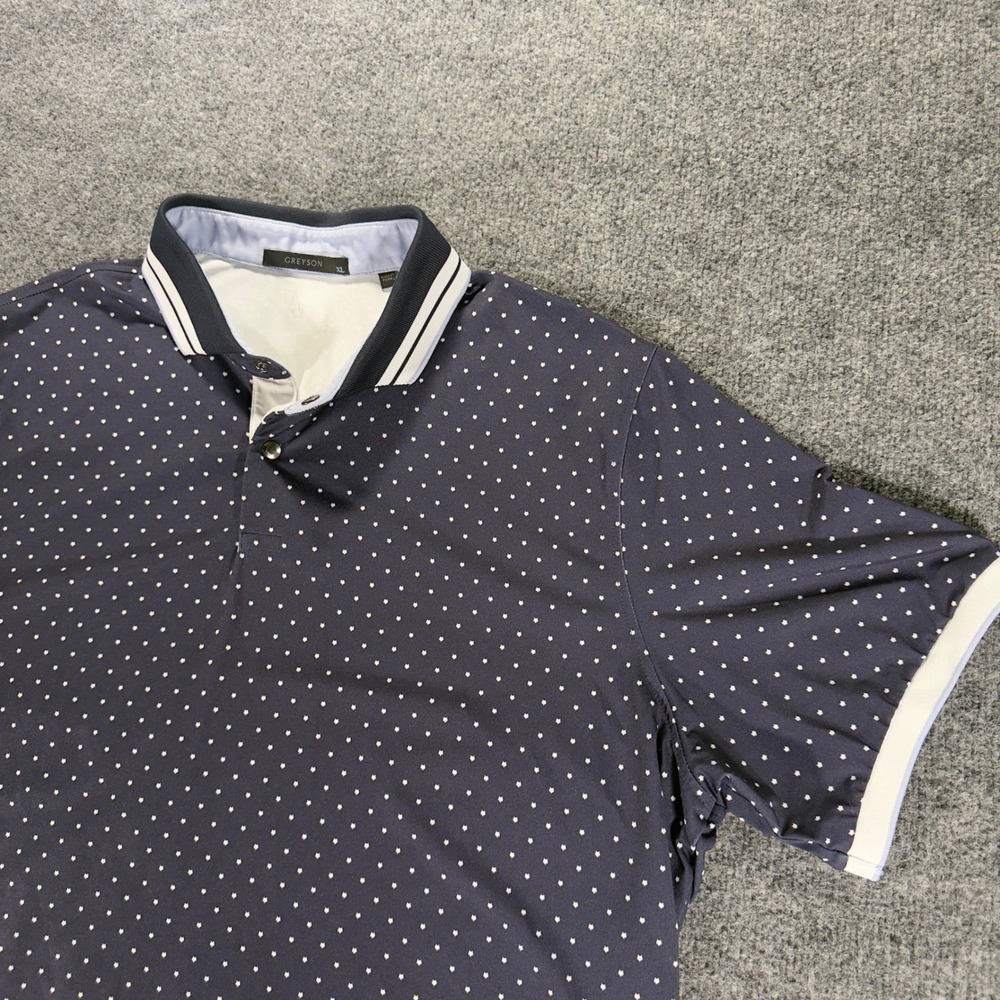 Greyson Polo Shirt Mens XL Navy Blue Wolf Head Print Golf Performance Stretch XL